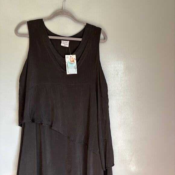 CLICK by COLOR ME COTTON Women's L Black Tiered Sleeveless Lightweight Dress NWT - Picture 2 of 10